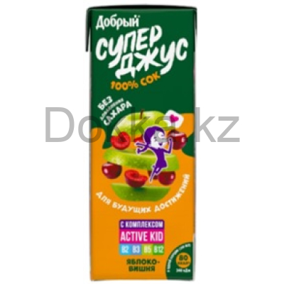 Добрый 0,2л. Напиток сокосод. из яблок, клубники "Aktive kid" обогащен.витамин.компл.
