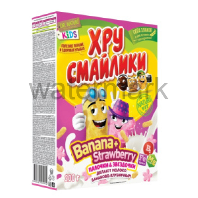 Кук.звездочки 123К 200гр.Банан-Клубника "Хрусмайлики"