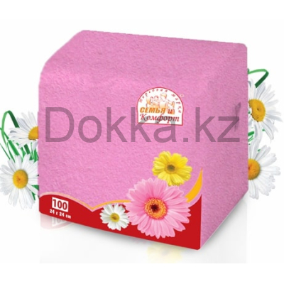 Салфетки "Семья и Комфорт" 100л. тон розовые (48)