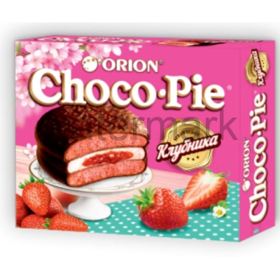 Мучное кондитерское изделие в глазури ("Клубника") "Choco Pie STRAWBERRY" 12шт*30гр.