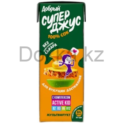 Добрый 0,2л. Сок мультифруктовый "Aktive kid" обогащенный витаминным комплексом