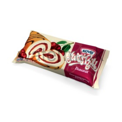 Рулет"Kovis"332 с вишн.нач.и кремом 175 гр.из светл.теста