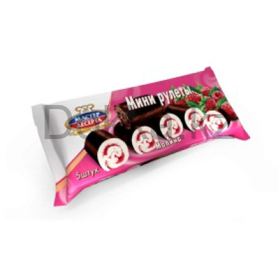 Мини-рулет с малин.нач."Мастер Десерта"175 гр.из светл.теста
