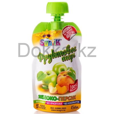 Фруктовое пюре яблоко-персик Suntik 100гр.