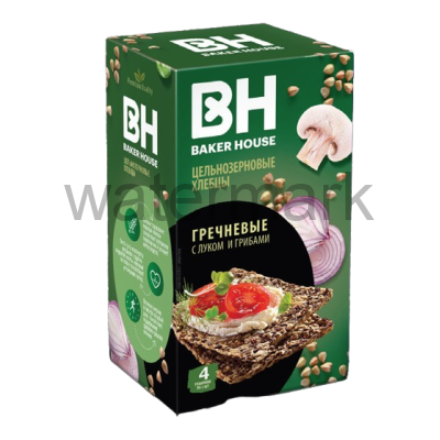 Хлебцы гречневые с луком и грибами цельнозерновые "Скандинавские" 180гр. ТМ"Baker House"