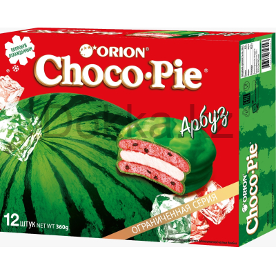 Мучное кондитерское изделие в глазури ("Арбуз") "Choco Pie Watermelon" 12шт*30гр.