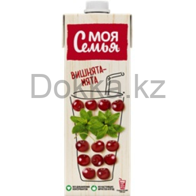 Моя семья 0,95л. Напиток сокосодерж.из груш,чернопл.рябины,вишни с экс.мяты "Вишнята-мята" 10%. ДП