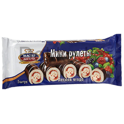 Мини-рулет с нач.лесн.ягода"Мастер Десерта"175 гр.из светл.теста