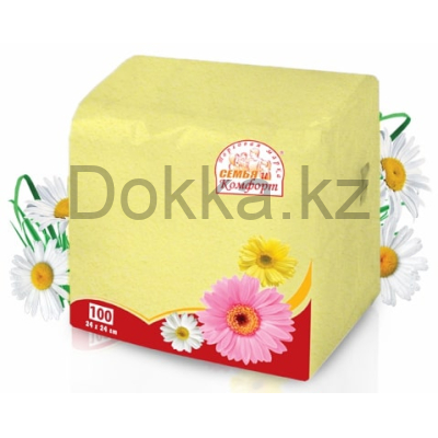 Салфетки "Семья и Комфорт" 100 тон желто-салатов.(48)