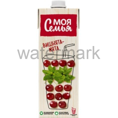 Моя семья 0,95л. Напиток сокосодерж.из груш,чернопл.рябины,вишни с экс.мяты "Вишнята-мята" 10%. ДП