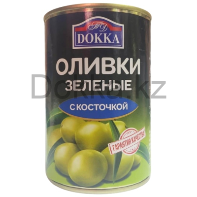 Оливки зеленые 390гр. с косточкой крупные ТМ "ДОККА"